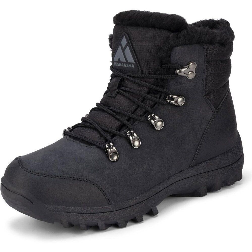 Women’s Black Water Resistant Warm Snow Boots Fur Lined Non Slip Outdoor